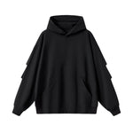 Hooded Terry Sweatshirt With Stacked Ruched Cuffs