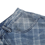 Washed Vintage Plaid Relaxed Retro Denim Jeans