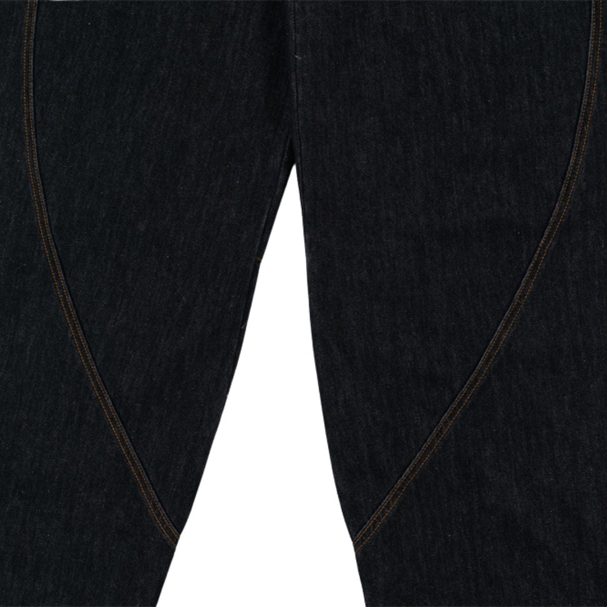 Men's Curved Crescent Denim Pants â€?Loose Wide-Leg Street Style