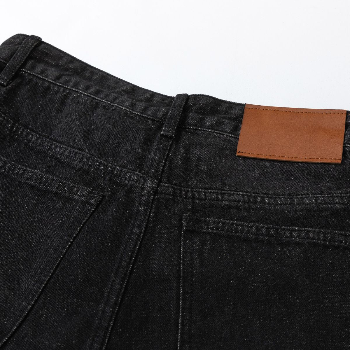 Vintage Washed Black Whiskered Wide Leg Jeans