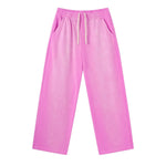 Monkey Wash Ripped Distressed Curved Wide Leg Cotton Sweatpants
