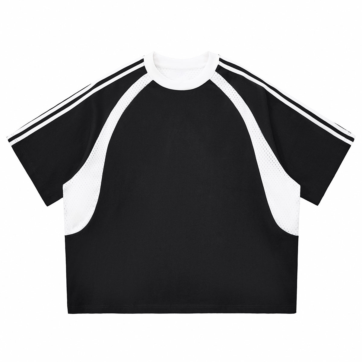 Raglan Sleeve Mesh Panel Sporty Tee