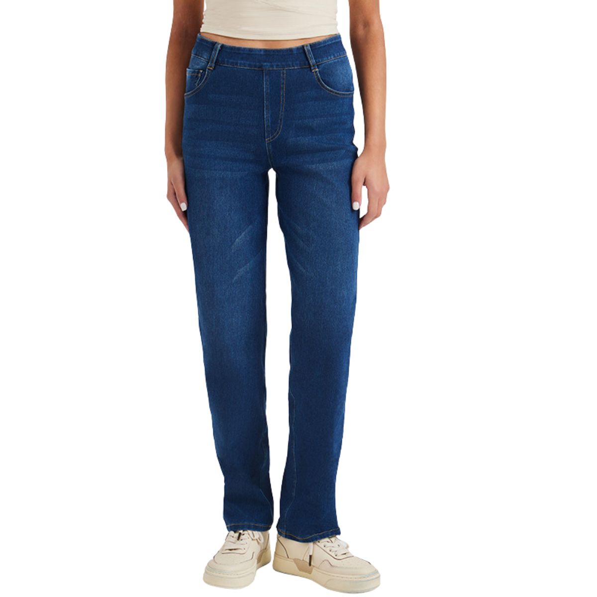 Relaxed Fit Washed Knit Denim Trousers