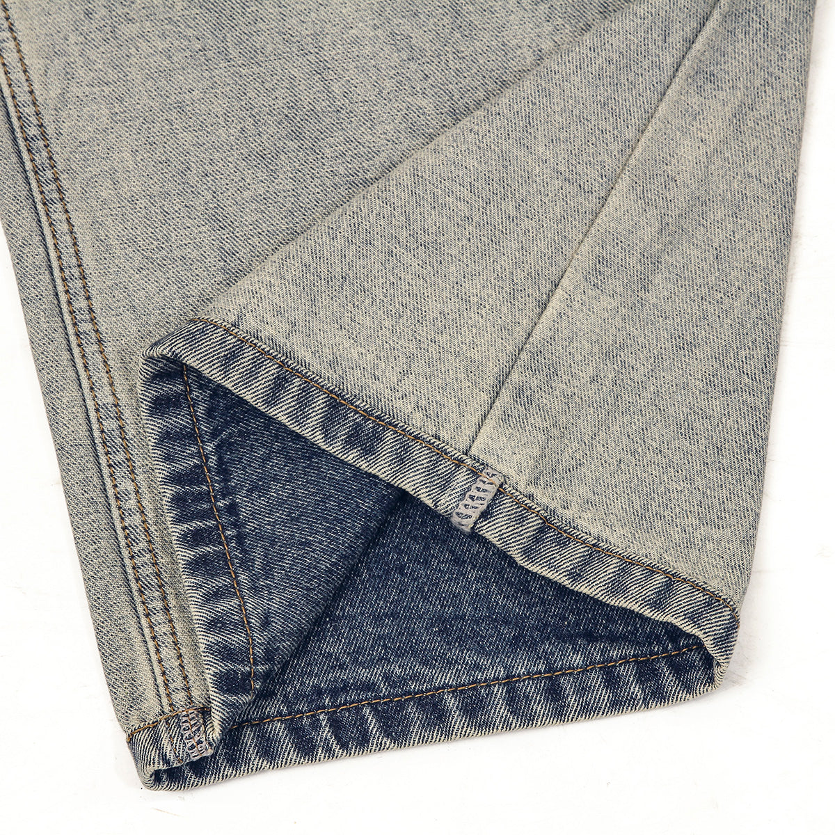 Light Wash Faded Wide-Leg Denim Pants