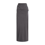 High Waist Ruched Knit Maxi Skirt