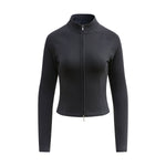 Double-Slider Zipper Fleece Cropped Sweatshirt