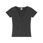 Fitted Rib-Knit V Neck T-Shirt 8.2oz