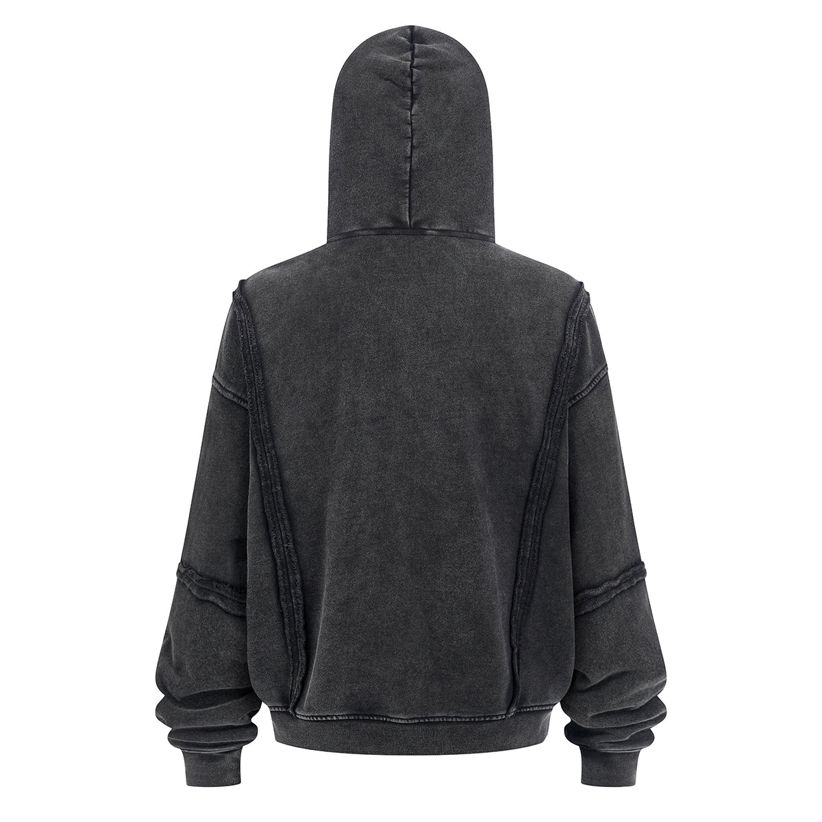 Distressed Vintage Wash Zip Up Hoodie