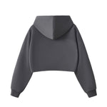 Women's Solid Zip-Front Cropped Hoodie