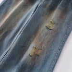 Vintage Distressed Wide-Leg Ripped Jeans