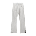Zipper Hem Slight Flared Leg Cargo Pants