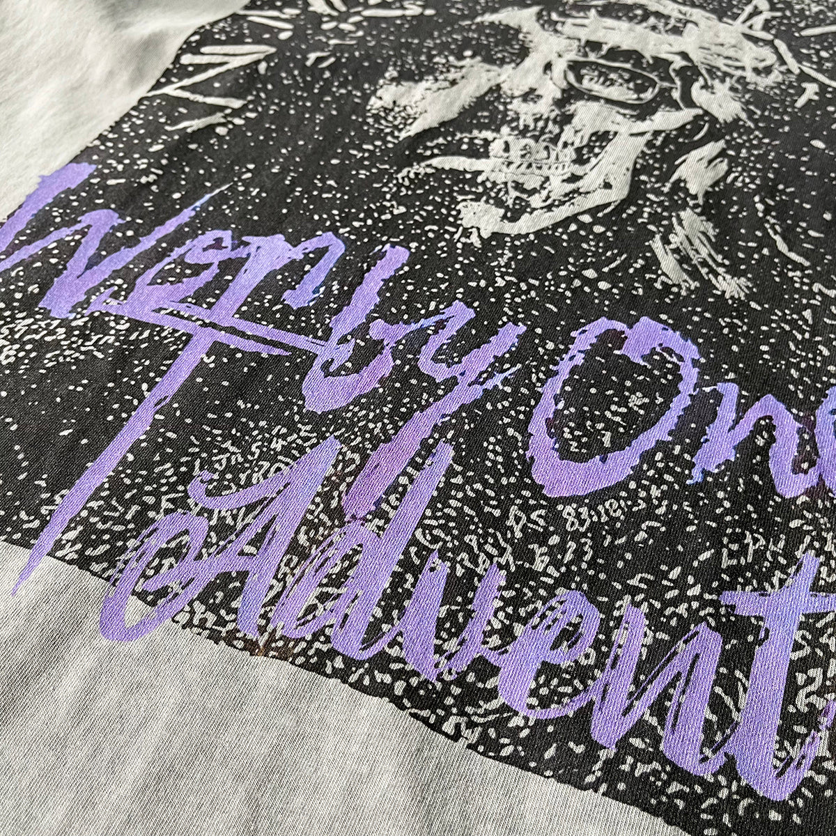 Vintage Washed Oversized Gray Print Tee