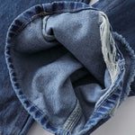 Faded Wash Distressed Baggy Frayed-Hem Jeans