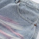 Tie-Dyed Raw Hem Ripped Bermuda Shorts