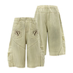 Vintage Washed Embroidery Bermuda Shorts
