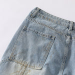 Vintage Washed Utility Cargo Wide-Leg Jeans