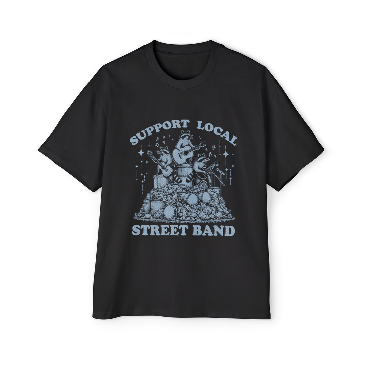 Support Local Raccoon Music Band Graphic Tee-INNBLAC Fashion Apparel