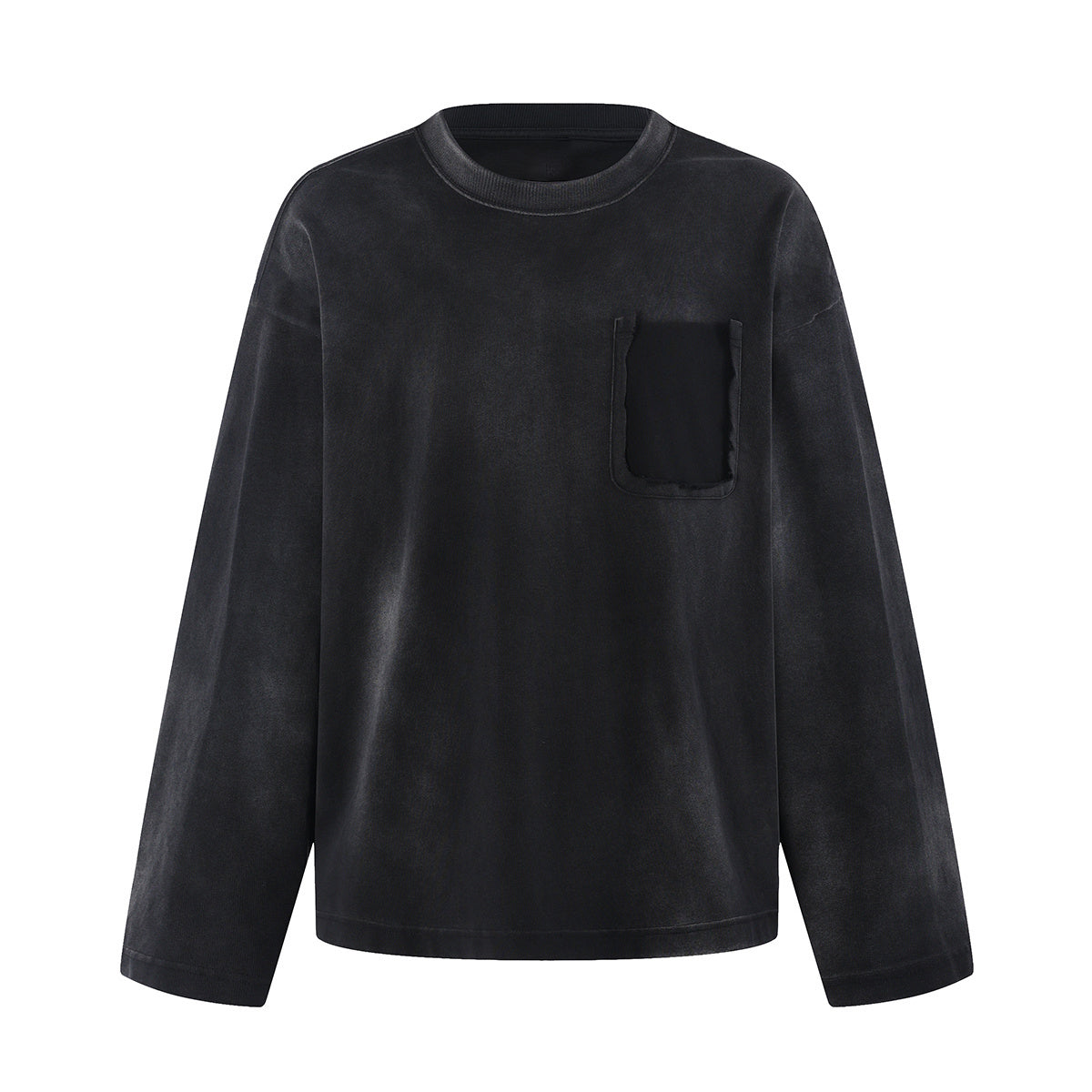 Faded Color Block Pocket Long Sleeve