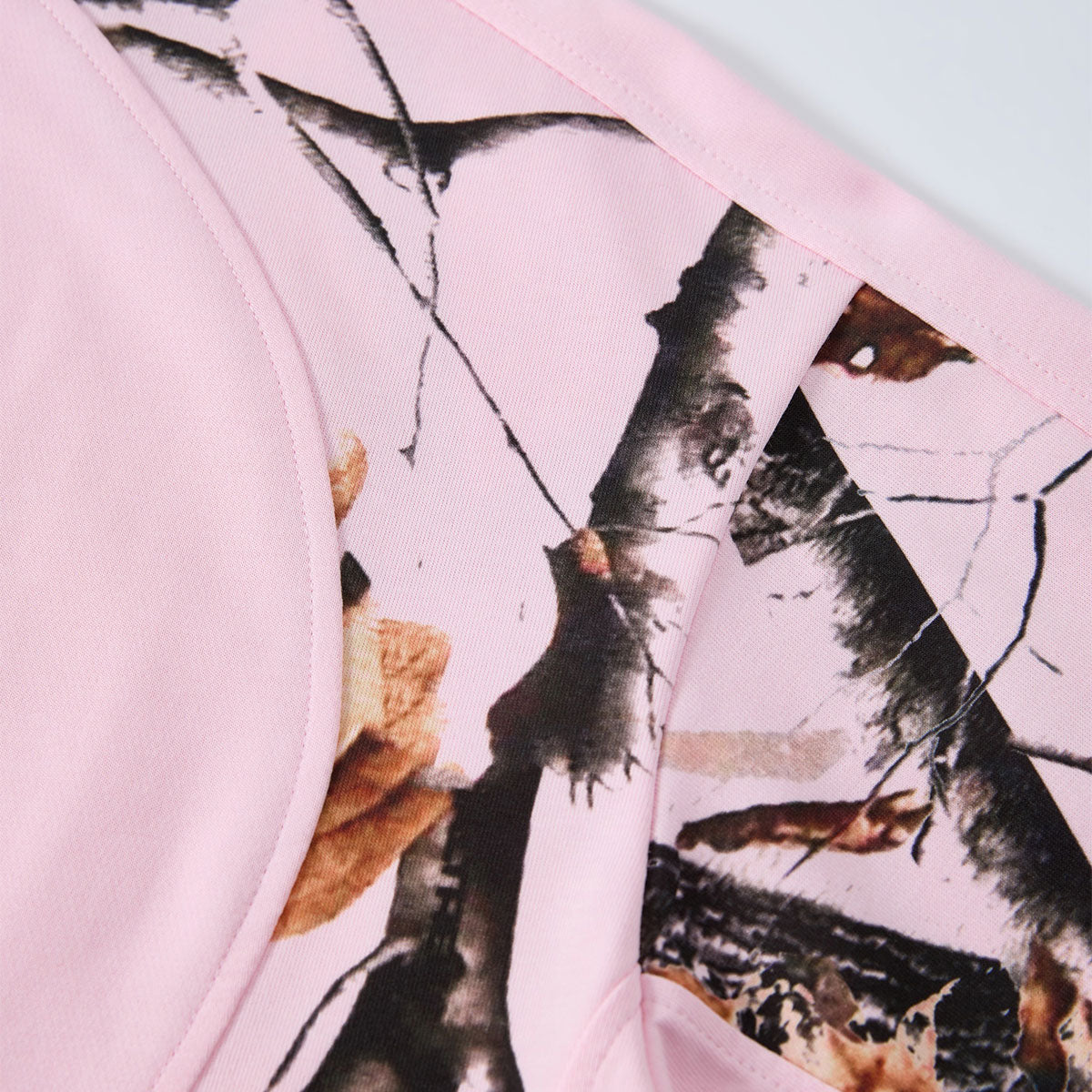 Pink Camo Raglan Sleeve Nature Print Casual Tee