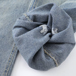 Washed Faded Dog-Embroidered Barrel-Leg Jeans