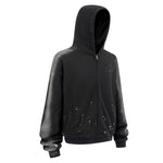 Distressed Paint Splatter Zippered Hoodie