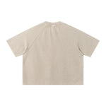 Boxy Waffle Washed Distressed Raglan Tee