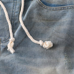 Vintage Wash Double-Waistband Ripped Jeans