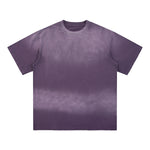 Gradient-Fade Distressed Edge Cotton Tee 7.8oz