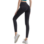 High Waisted Washed Denim Capri Leggings