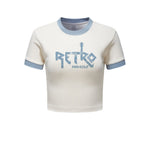 Contrast Colors Retro Graphic Crop Top-INNBLAC Fashion Apparel