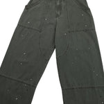 Paint‑Splatter Spliced Dark‑Green Loose Casual Pants