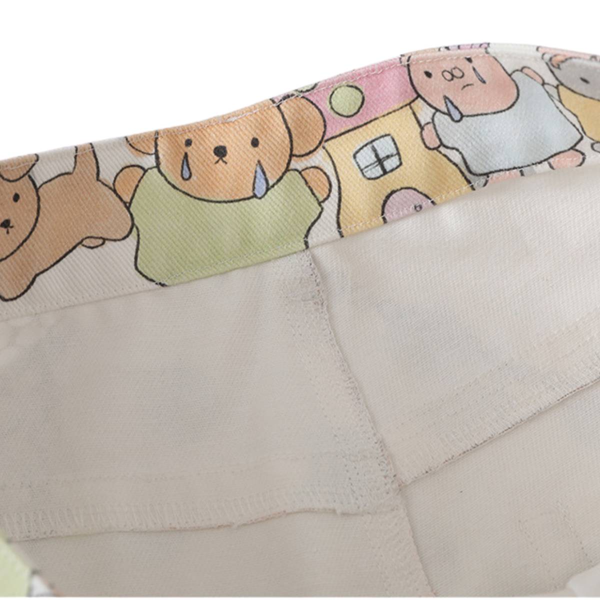 Washed Rabbit Print Polka Dot Bow Detail Relaxed Wide-Leg Bermuda Shorts