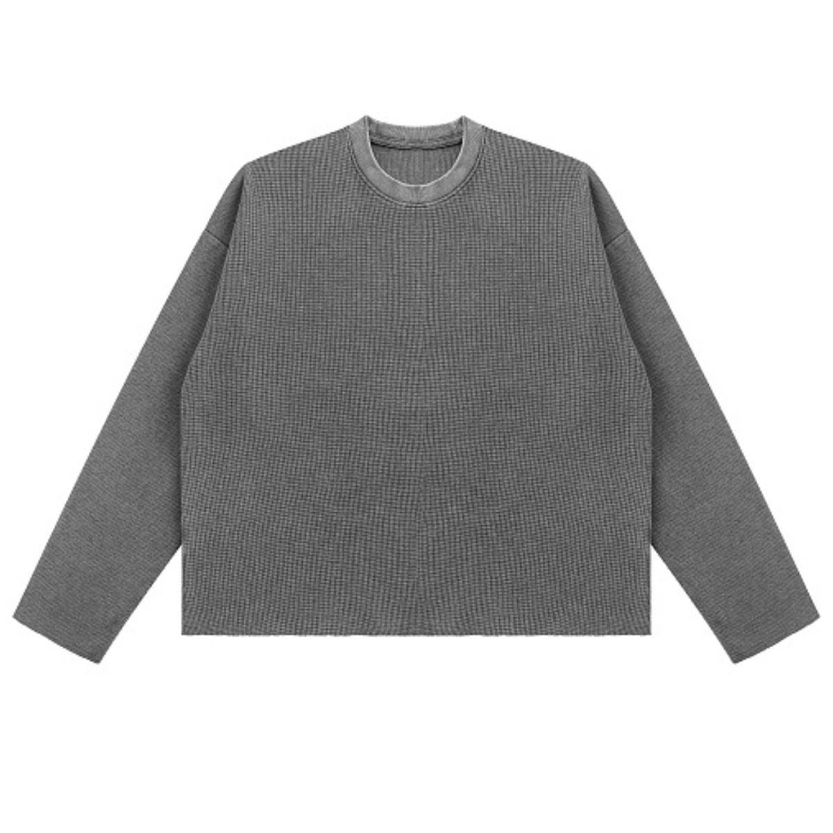 Heavyweight Washed Waffle Cotton Long Sleeve Tee 340G