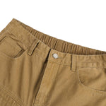 Deconstructed Washed Solid Pleated Panel Multi-Pocket Cargo Pants