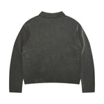 Seagull‑Collar Polo Vintage Washed Half‑Placket Sweatshirt