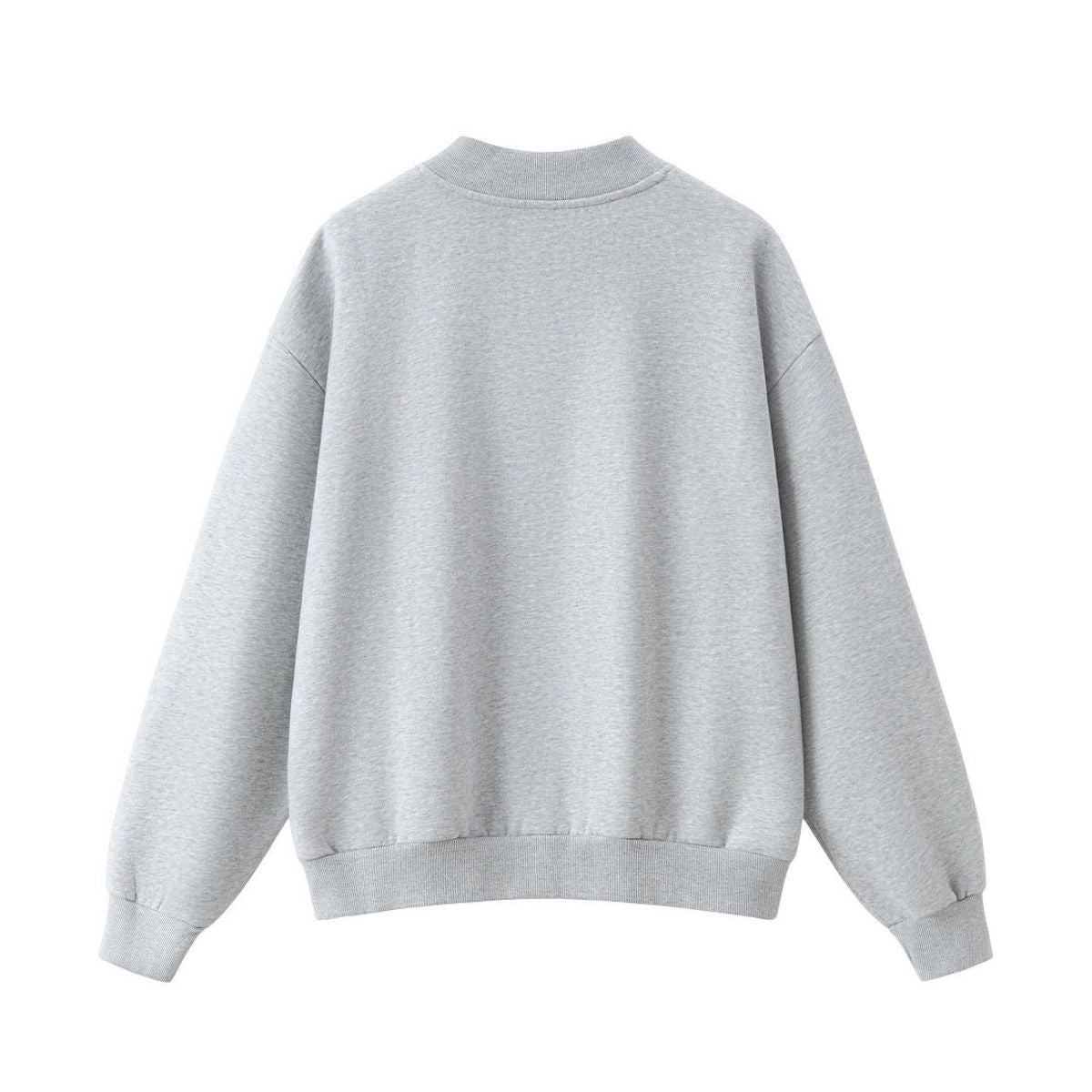 Washed Overdye Half‑Zip Metal Zipper Crew Neck Sweatshirt
