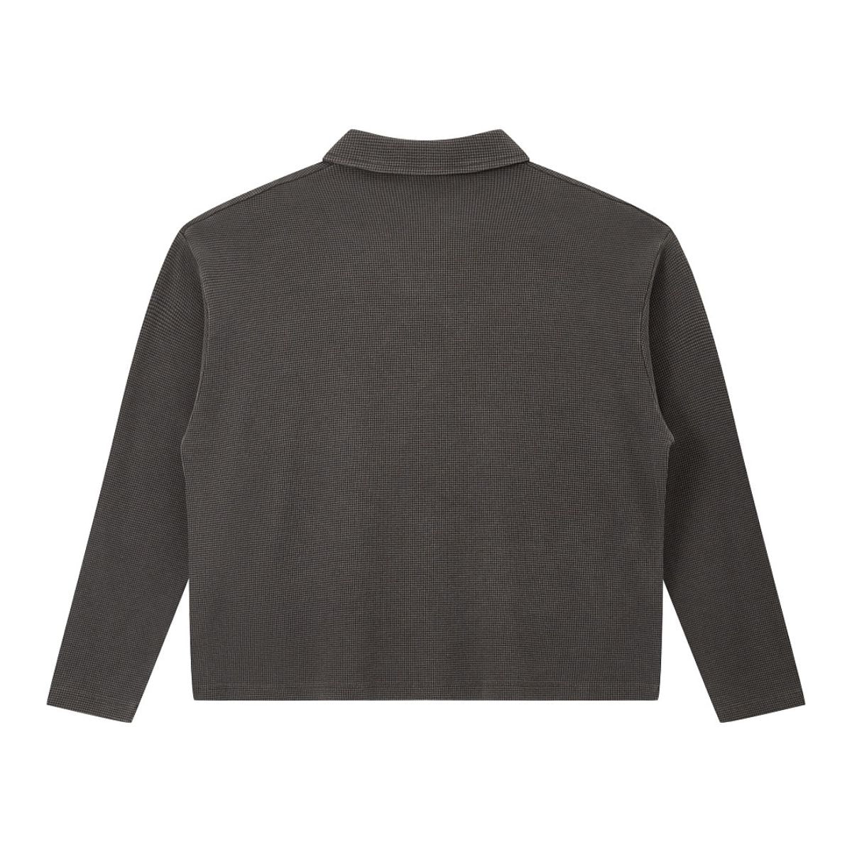 Waffle Knit Seagull Collar Drop‑Shoulder Loose Long Sleeve Top