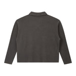 Waffle Knit Seagull Collar Drop‑Shoulder Loose Long Sleeve Top