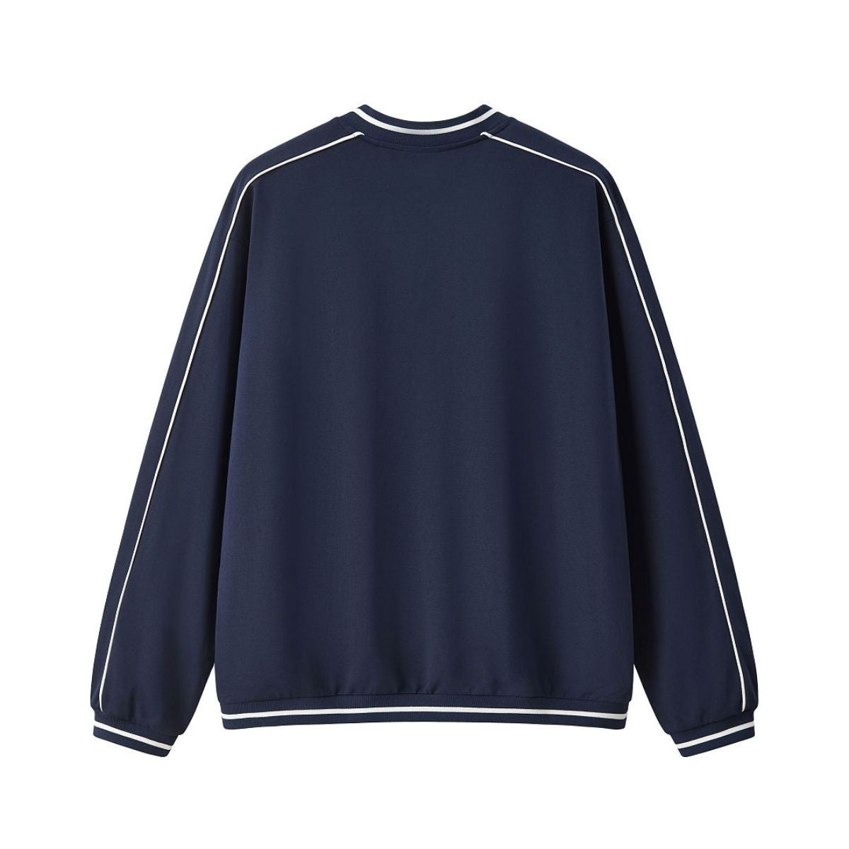 V Neck Contrast Color Drop Shoulder Sweatshirt Loose Fit Ribbed Cuffs