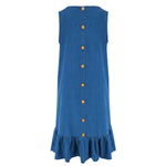 Minivestido vaquero sin mangas con volantes en el dobladillo