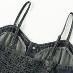 Sweetheart-Neck Strappy Denim Maxi Dress