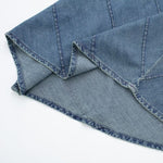 Falda vaquera con bordado de perlas y lavado vintage