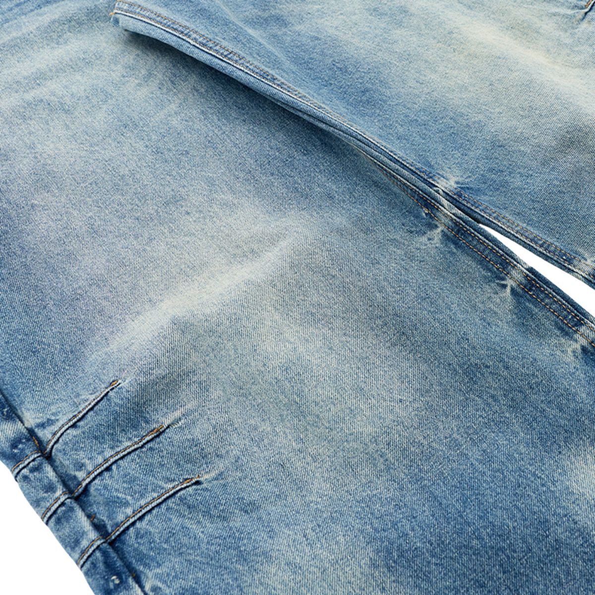 3D Washed Wide Leg Jeans