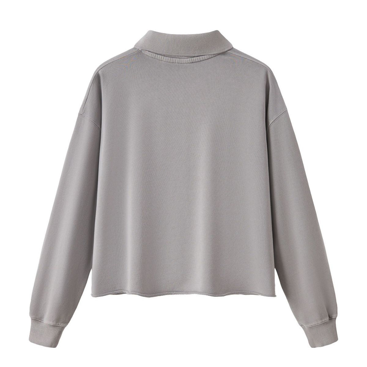 Boxy‑Fit Small V‑Neck Polo Cotton Sweatshirt