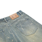 Paint Splatter Rhinestone Denim Bermuda Shorts