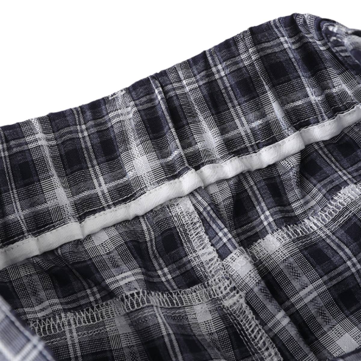 Washed Plaid Graphic Patchwork Bow Detail Relaxed Wide-Leg Capri Denim Pants