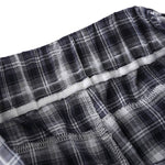 Washed Plaid Graphic Patchwork Bow Detail Relaxed Wide-Leg Capri Denim Pants