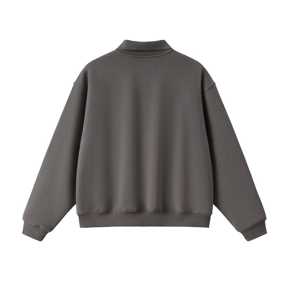 Old Money Cropped Polo Collar Fleece Sweatshirt