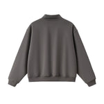 Old Money Cropped Polo Collar Fleece Sweatshirt