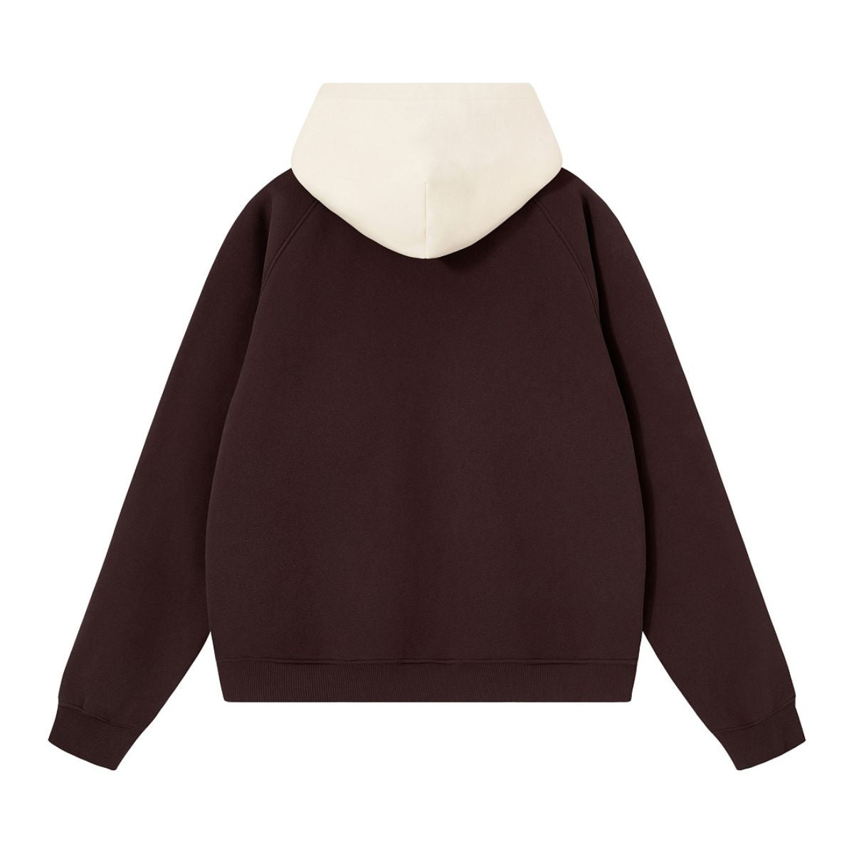 Color‑Blocked Fleece Lined Raglan Retro Loose Hoodie